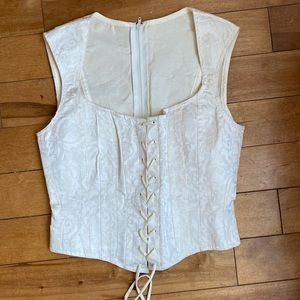 Cream one-toned floral overlay handmade corset